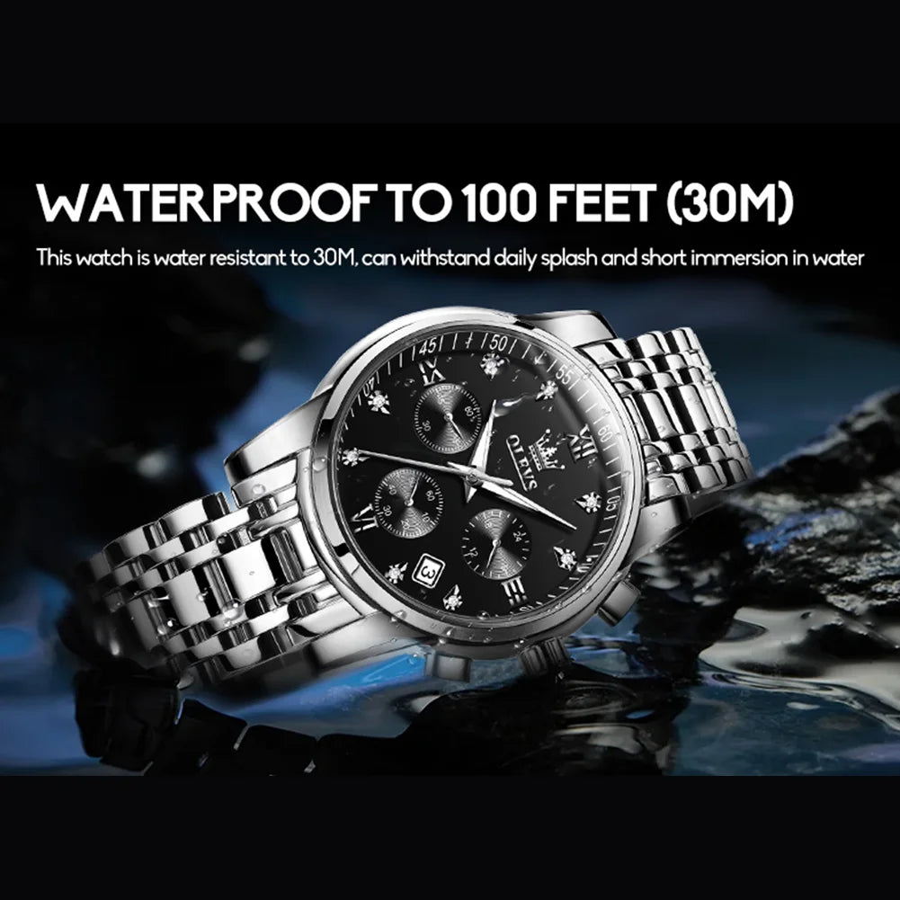 Blue Watches for Men Watch Men Blue Face Luxury Watches for Men Gold and Silver Stainless Steel Men Watch Dress Waterproof Watch for Men