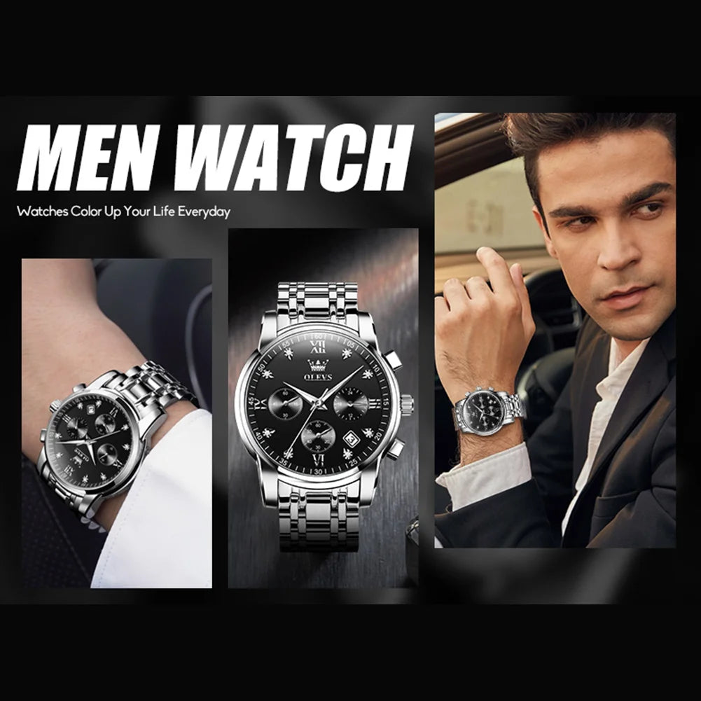 Blue Watches for Men Watch Men Blue Face Luxury Watches for Men Gold and Silver Stainless Steel Men Watch Dress Waterproof Watch for Men