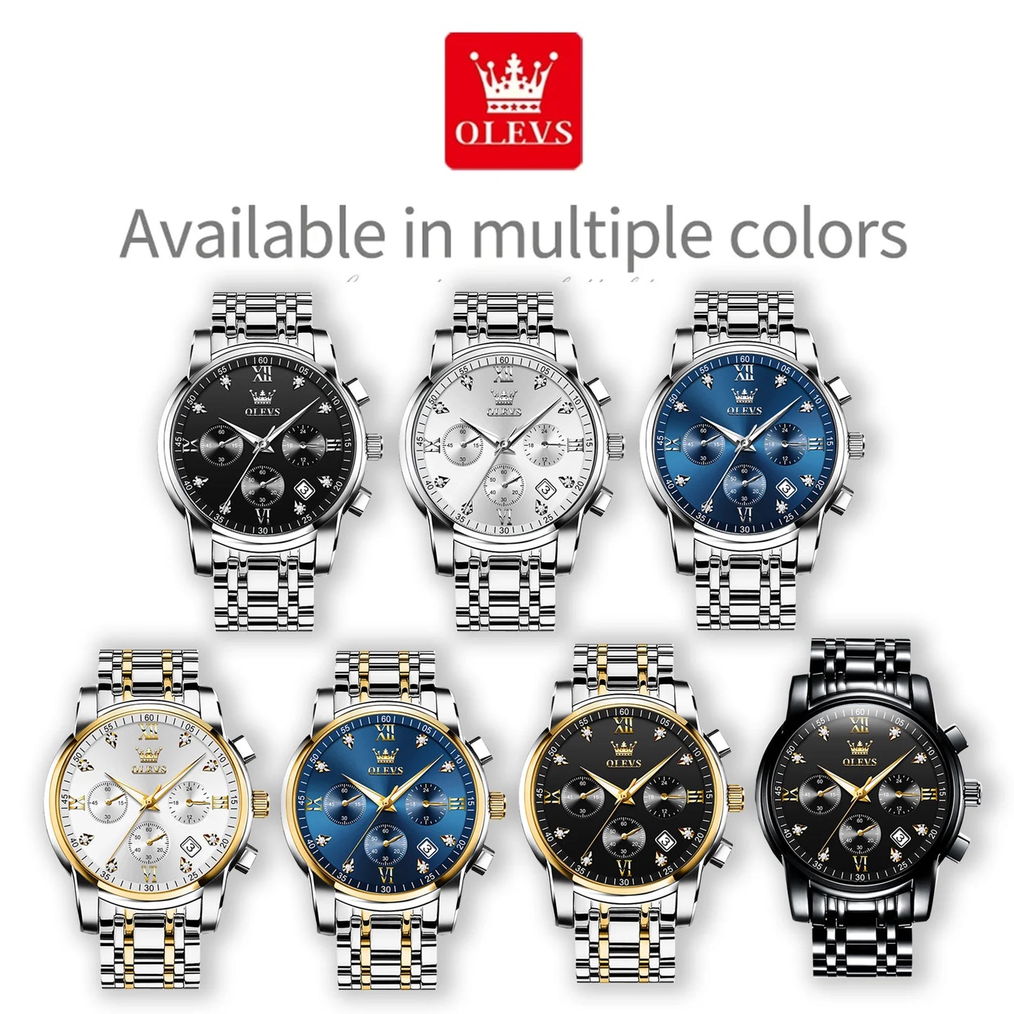 Blue Watches for Men Watch Men Blue Face Luxury Watches for Men Gold and Silver Stainless Steel Men Watch Dress Waterproof Watch for Men